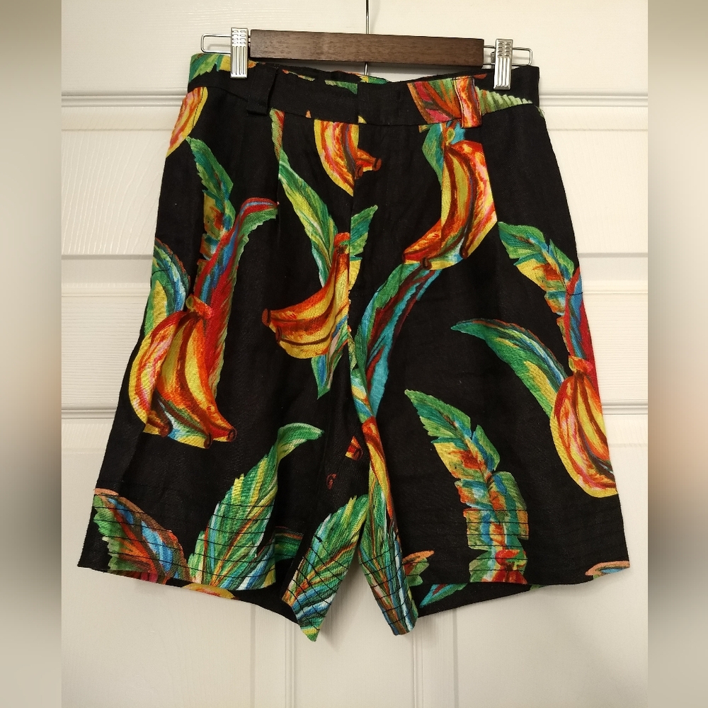 Farm Rio Black Linen Shorts Size XS